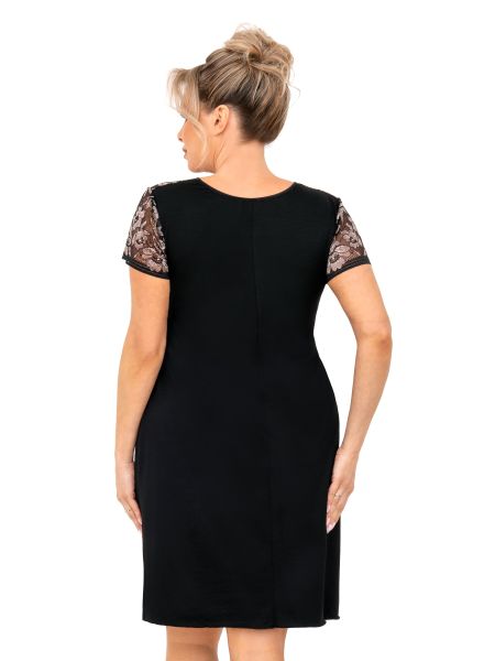 Cămașă de noapte neagră cu dantelă - Violetta plus size - 2