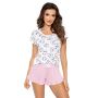Pijama de damă cu mânecă scurtă din bumbac - Oaie roz - 3
