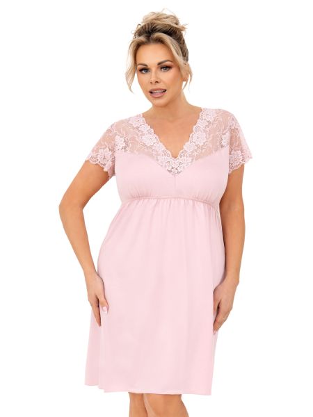 Rochie de noapte din dantelă pentru femei - Livia plus size roz pudră
