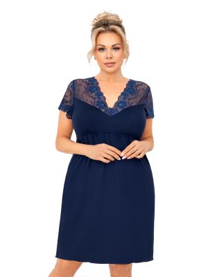Rochie de noapte din dantelă pentru femei - Livia plus size navy blue