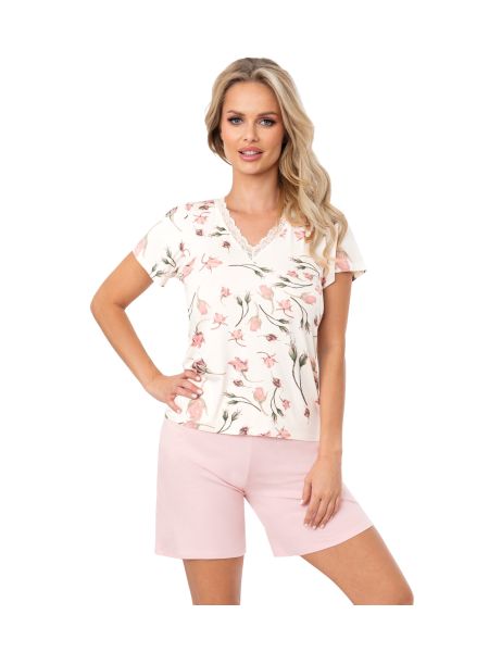 Pijama pentru femei din viscoză cu flori - Amaris 1/2 - 2