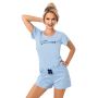 Pijama de damă din bumbac albastru - scurtă Star - 3