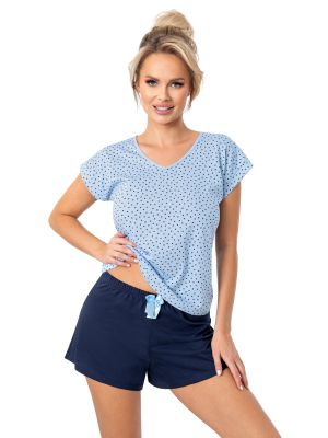 Pijama din bumbac Star - Pantaloni scurți Star albastru marin