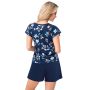 Pijama de damă din bumbac albastru marin - Caroline scurt - 4