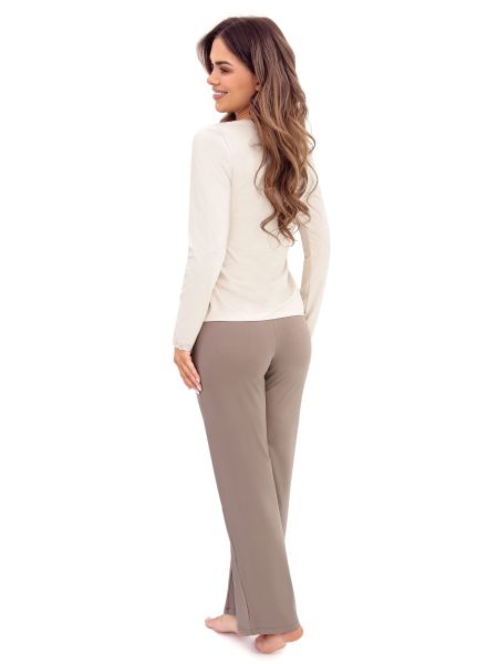 Pantaloni lungi de pijama pentru femei - Daphne long bej - 3