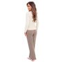 Pantaloni lungi de pijama pentru femei - Daphne long bej - 4