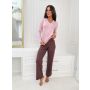 Pantaloni lungi de pijama pentru femei - Daphne lung roz - 2