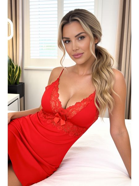 Rochie de noapte sexy fără bretele - Ally roșu