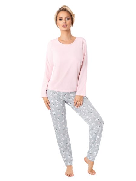 Pijama din bumbac cu pantaloni lungi - Bunny lung roz - 3