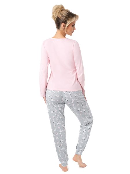 Pijama din bumbac cu pantaloni lungi - Bunny lung roz - 4
