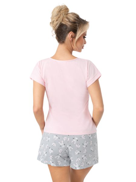 Pijama cu mânecă scurtă pentru femei - Bunny scurt roz - 4