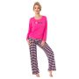 Pijama pentru femei din bumbac cu carouri - Sleep long fucsia - 2