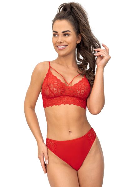 Sutien moale din dantelă - 245 roșu - 3