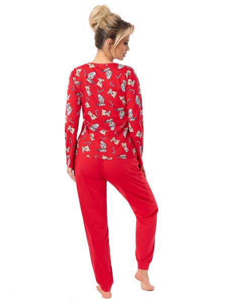 Pantaloni lungi pijama de Crăciun - Bear lung roșu - 2