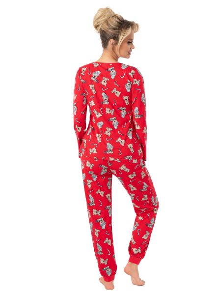 Pijama de Crăciun din bumbac pentru femei - Bear long - 3