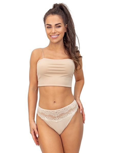 Tanga din dantelă bej confortabil - 230 bej - 2