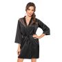 Halat din satin negru cu dantelă - Sabrina - 2