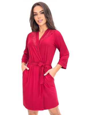 Halat elegant cu dantelă - Sonia burgundy