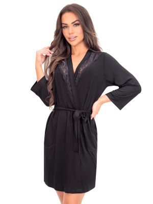 Halat de baie din viscoză negru pentru femei - Sonia negru