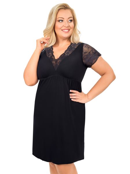 Cămașă de noapte din viscoză neagră - Sonia plus size negru