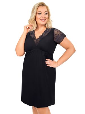 Cămașă de noapte din viscoză neagră - Sonia plus size negru