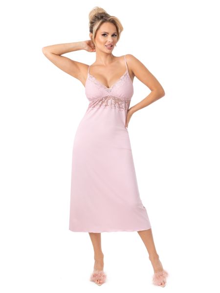Cămașă de noapte lungă și elegantă - Jasmine lungă roz - 2