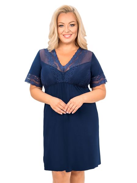Cămașă de noapte elegantă, de culoare bleumarin – Linda, mărime mare, bleumarin - 2