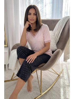 Pijamale pentru femei cu buline, din viscoză - Pati 3/4