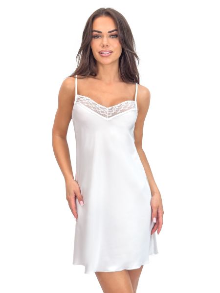 Tricou din satin ecru cu dantelă - Julia ecru - 2