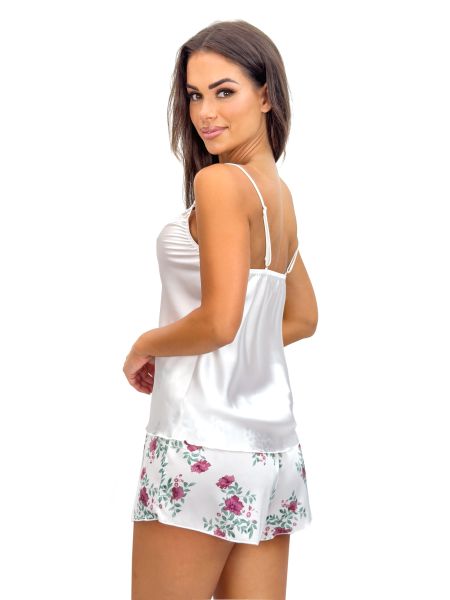 Pijama din satin cu imprimeu floral – Julia 1/2 ecru - 3