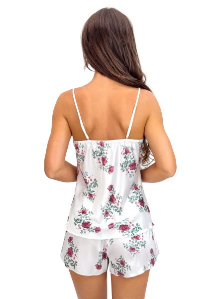 Pijama de damă din satin cu imprimeu floral - Julia 1/2 - 3