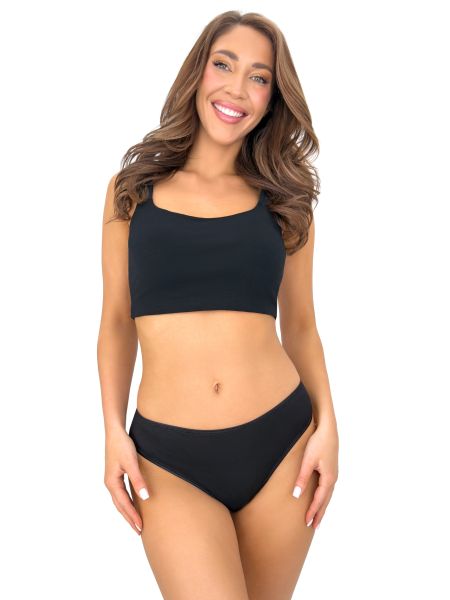 Slipuri brazilieni din bumbac negru cu dantelă - 270 - 2