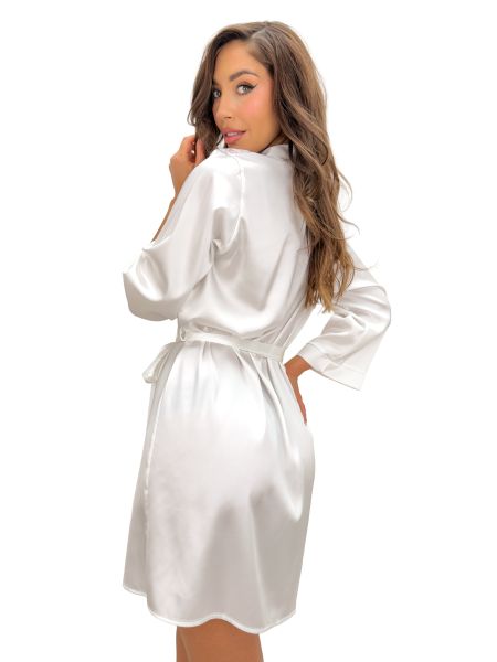 Halat de baie cremos, din satin - Ariela - 4