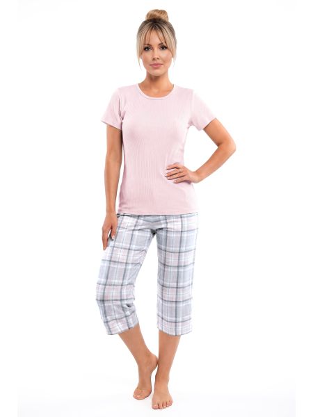 Pijama din bumbac roz - Dani 3/4 - 2