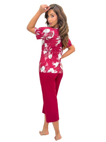 Pijama de damă de culoare burgund, din viscoză – Brigitte 3/4 - 3