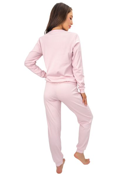 Pijama roz din bumbac pentru femei – Home Long roz - 3