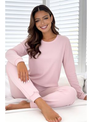 Pijama roz din bumbac pentru femei – Home Long roz