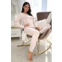 Pijamale bej de damă din bumbac - Home long bej - 3