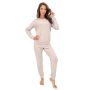Pijamale bej de damă din bumbac - Home long bej - 4
