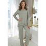 Pijamale elegante, verzi, cu dantelă – Ramona Long, verde măslin - 2