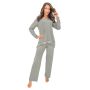 Pijamale elegante, verzi, cu dantelă – Ramona Long, verde măslin - 3