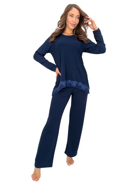 Pijamale lungi și elegante, de culoare bleumarin – Ramona long bleumarin - 2