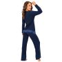 Pijamale lungi și elegante, de culoare bleumarin – Ramona long bleumarin - 4