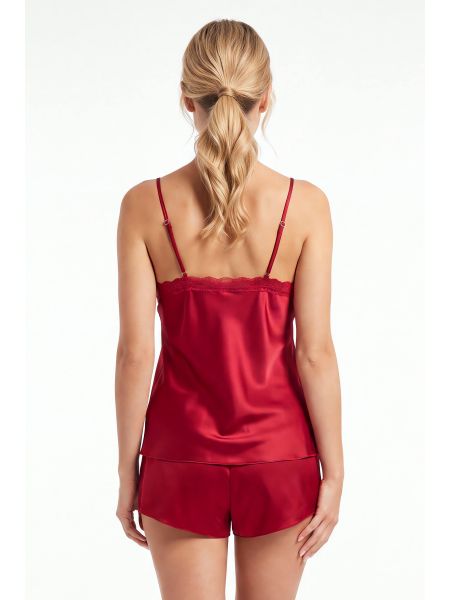 Pijama de damă din satin, de culoare bordo – Tiffani 1/2 bordo - 3
