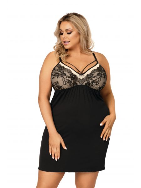 Sarah II negru plus size - cămașă de noapte