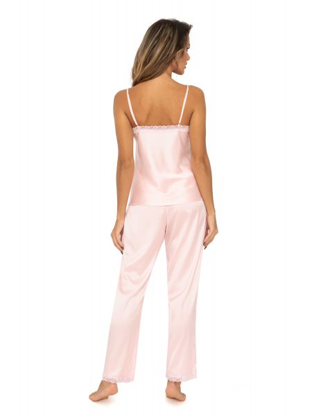 Pijama din satin cu pantaloni lungi - Tiffani roz - 2
