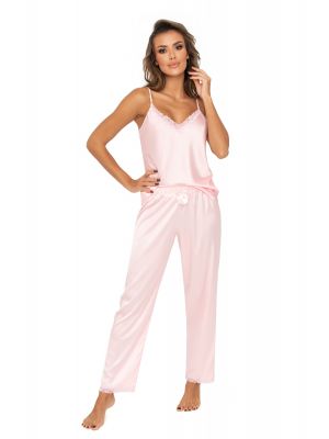 Pijama din satin cu pantaloni lungi - Tiffani roz