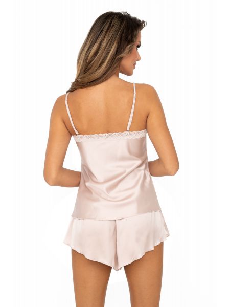 Pijama din satin bej cu dantelă - Tiffani 1/2 - 2