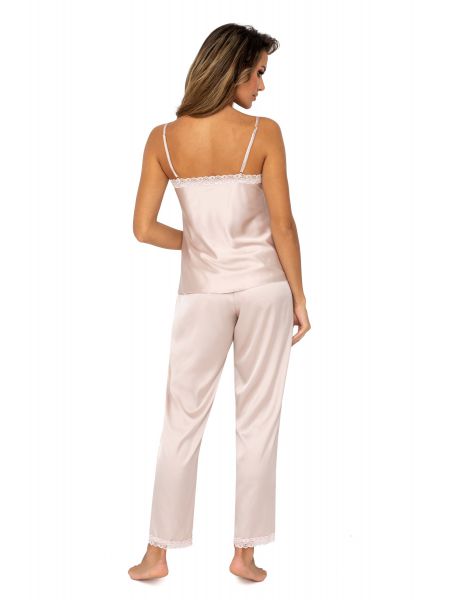Pijama din satin cu pantaloni lungi - Tiffani bej - 2