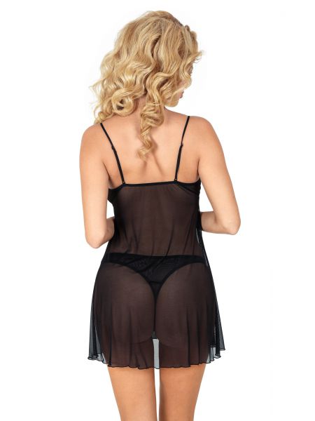 Cămașă de noapte sexy și tanga - Sisi negru - 2